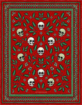 Red Skull Floral Border Rug