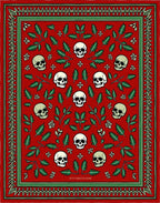 Red Skull Floral Border Rug
