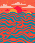 Vibrant Coral Teal Ocean Animals Rug