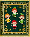 Festive Green Elves Snowflake Border Rug