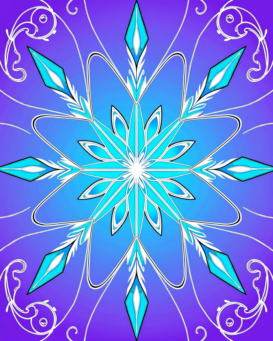 Aquamarine Snowflake Floral Swirl Rug