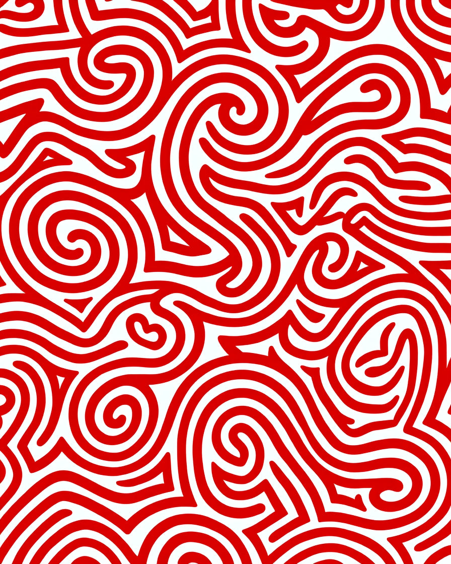 Bold Red Swirling Lines Rug