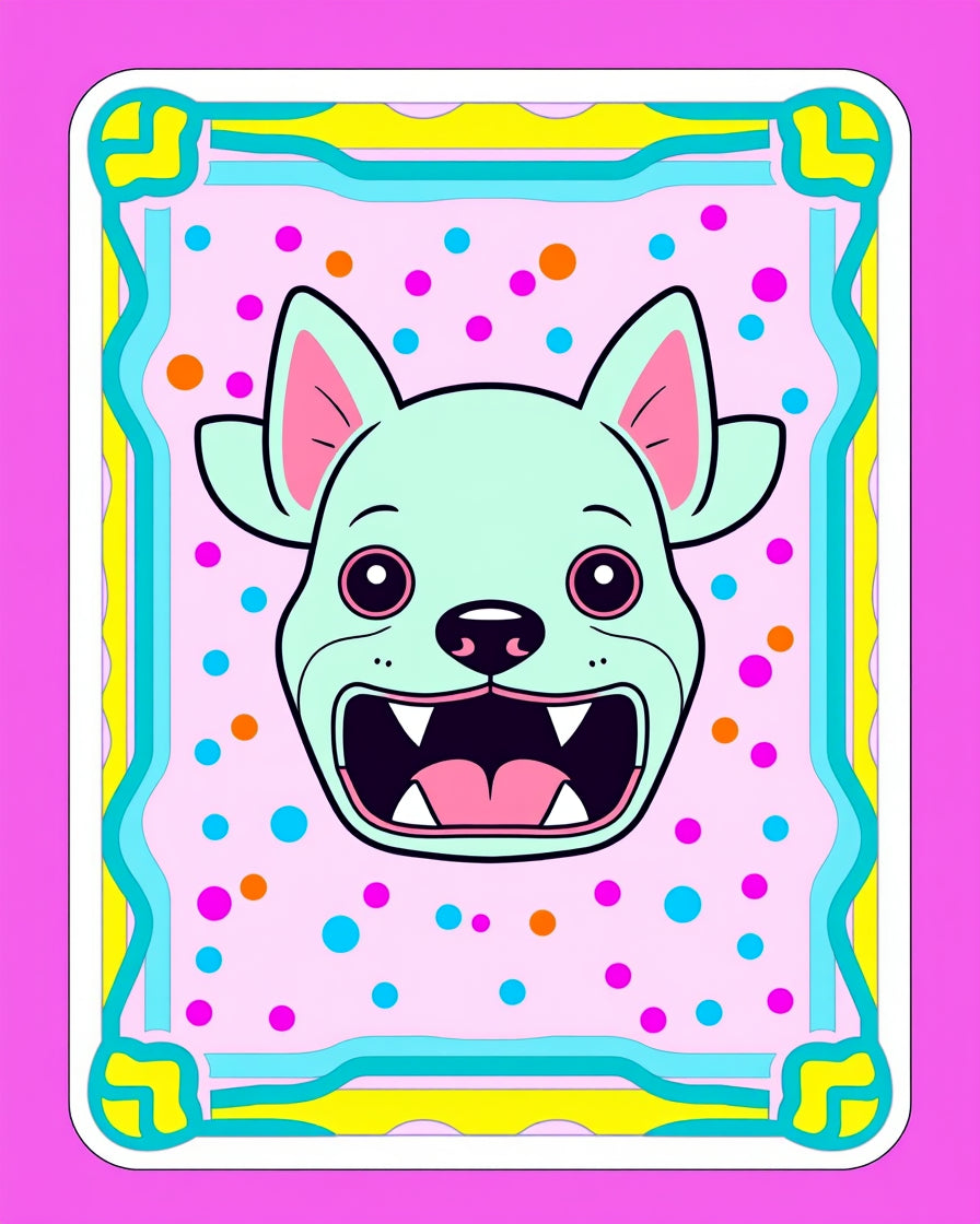 Whimsical Blue Dog Confetti Frame Rug
