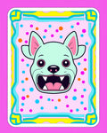 Whimsical Blue Dog Confetti Frame Rug