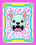 Whimsical Blue Dog Confetti Frame Rug