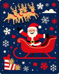 Merry Santa Sleigh Reindeer Snowflakes Rug
