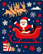 Merry Santa Sleigh Reindeer Snowflakes Rug