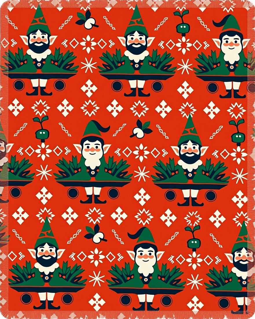 Happy Gnome Forest Holiday Garden Rug
