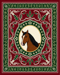 Vintage Red Horse Emblem Scrollwork Rug