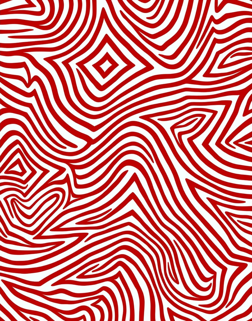 Bold Red Wavy Stripe Rug