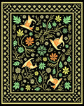 Whimsical Orange Birds Floral Forest Rug