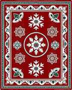 Red Snowflake Floral Medallion Rug