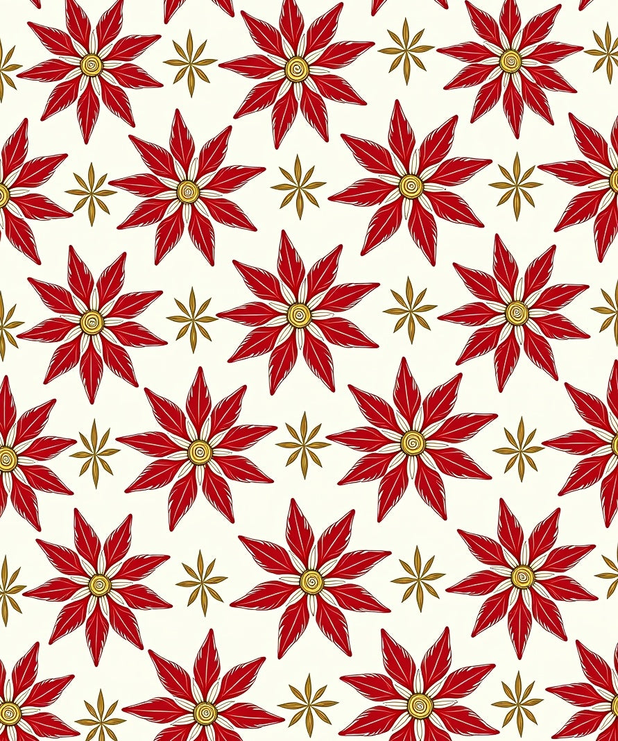 Crimson Golden Starburst Floral Rug
