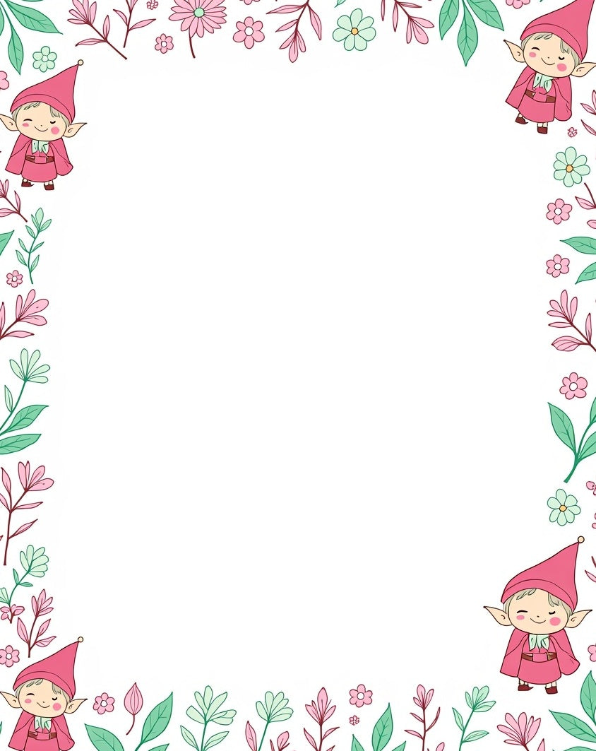 Whimsical pink elf garden border Rug