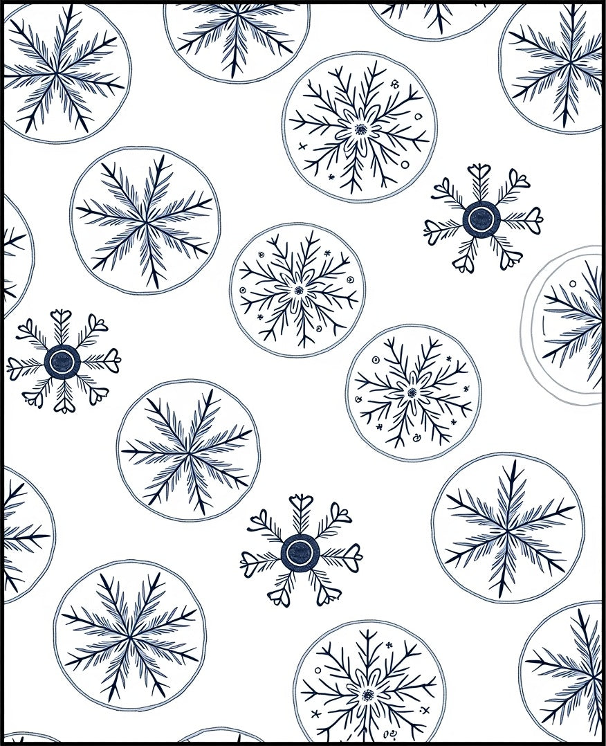 Charming Navy Snowflake Circles Rug