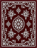 Crimson White Floral Mandala Medallion Rug