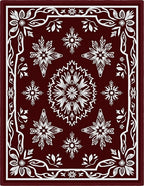 Crimson White Floral Mandala Medallion Rug