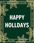 Golden Snowflake Green Holiday Border Rug
