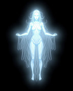 Ethereal White Spirit Glowing Figure Rug