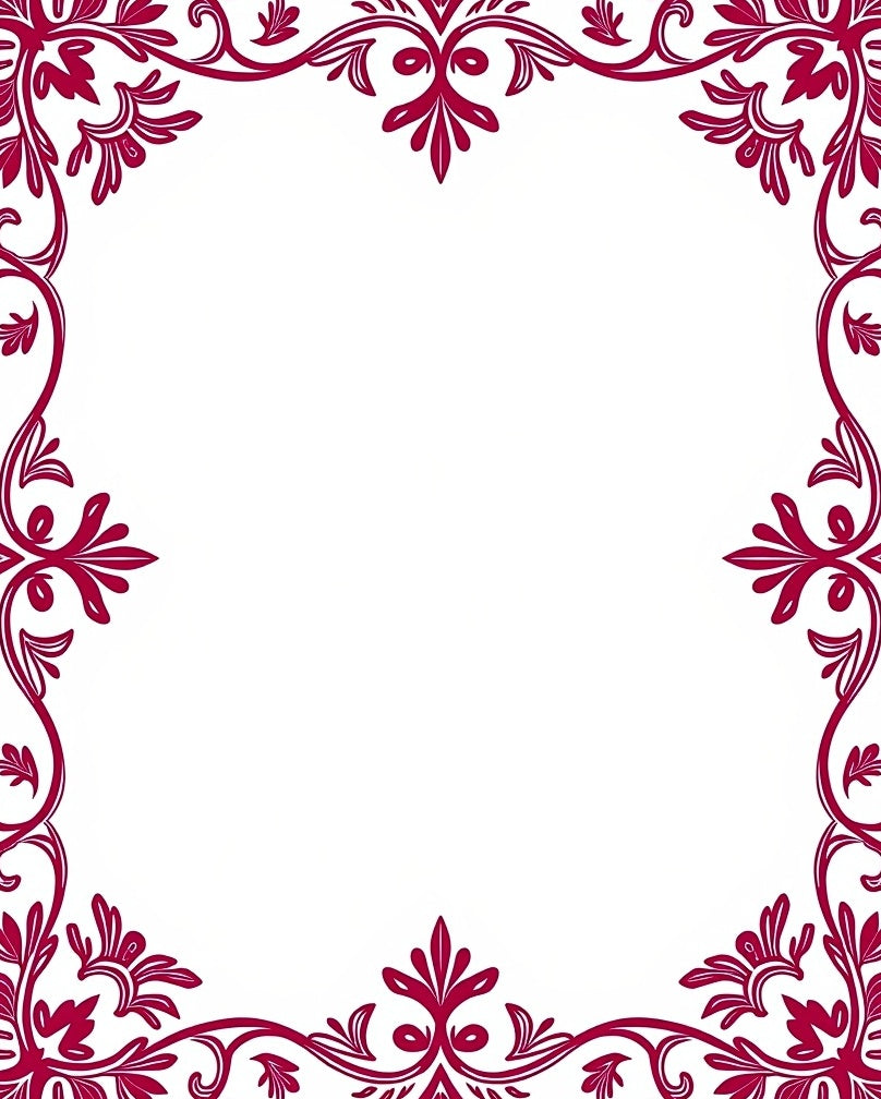 Ornate Crimson Vine Border Rug