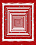 Crimson White Nested Squares Floral Rug
