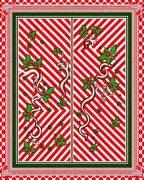 Festive Red White Holly Swirl Rug