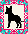 Black Dog Floral Border Rug