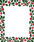 Red Berry Green Leaf Snowflake Border Rug