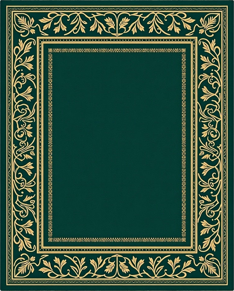 Deep Emerald Vine Border Rug