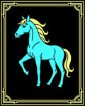 Cyan Horse Yellow Mane Border Rug