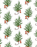 Green Pine Sprigs with Orange Berries Rug