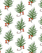 Green Pine Sprigs with Orange Berries Rug