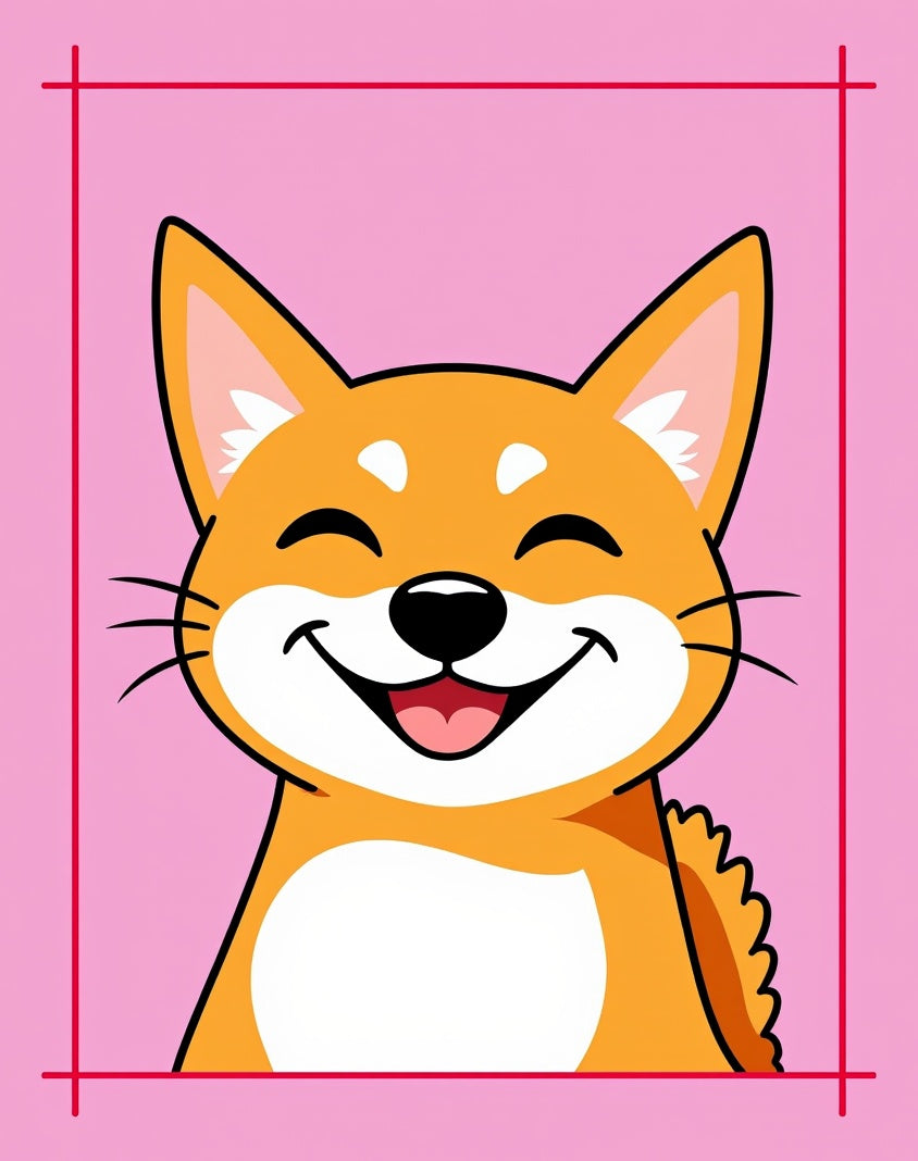 Cute Shiba Inu Pink Cartoon Portrait Rug