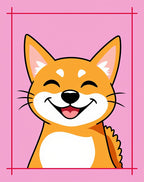 Cute Shiba Inu Pink Cartoon Portrait Rug