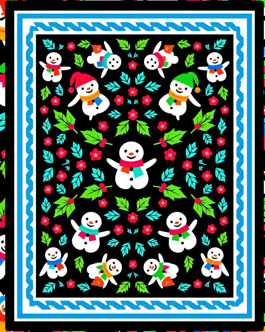 Festive Snowman Garden Holly Garland Rug