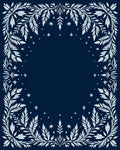 White Leafy Branches on Navy Background Rug