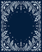 White Leafy Branches on Navy Background Rug