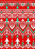 Bright Red Aqua White Festive Trees Rug