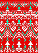 Bright Red Aqua White Festive Trees Rug