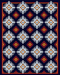 Indigo White Floral Diamond Medallion Rug
