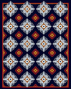 Indigo White Floral Diamond Medallion Rug