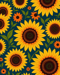 Golden Sunflowers On Dark Teal Background Rug