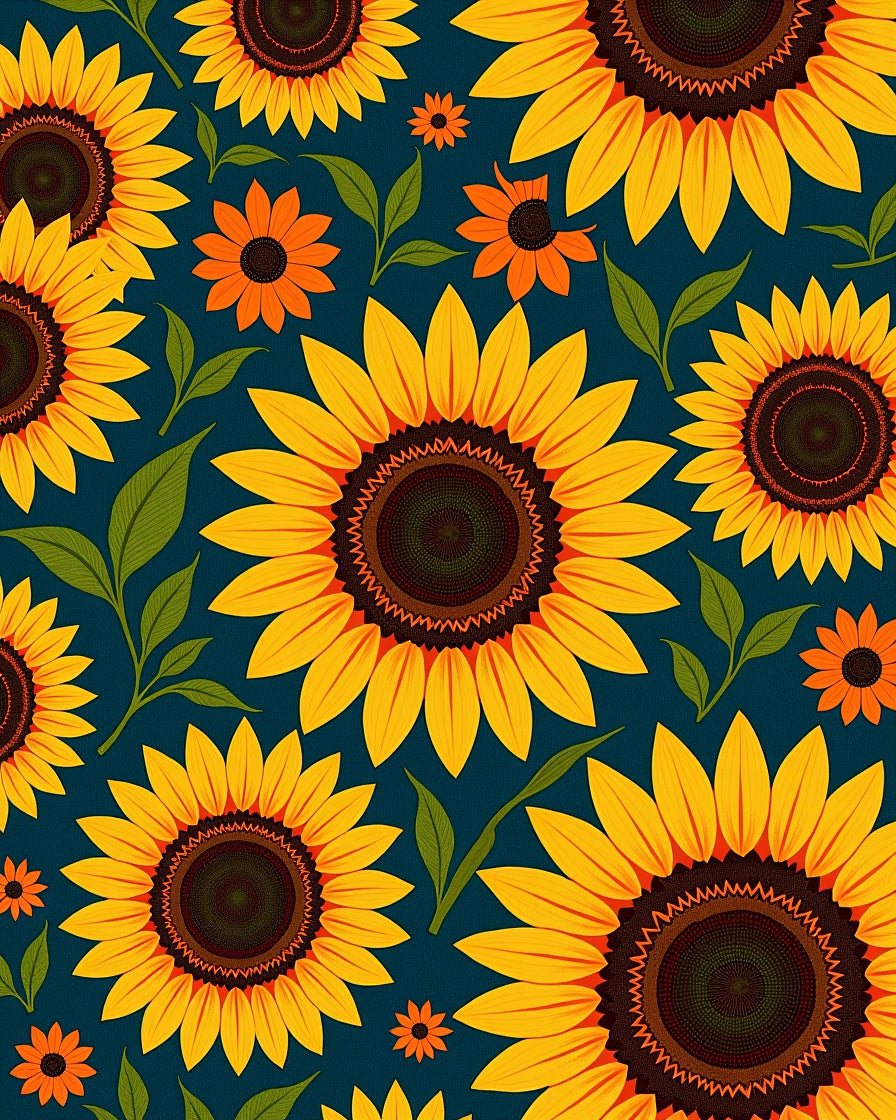 Golden Sunflowers On Dark Teal Background Rug