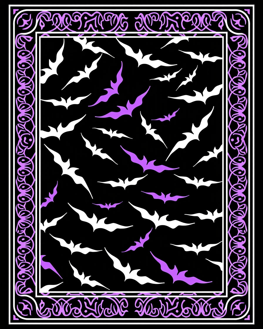 Whimsical Lavender Bat Garden Accent Rug