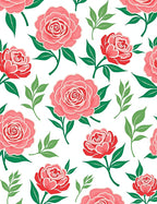 Coral Pink Red Rose Foliage Rug
