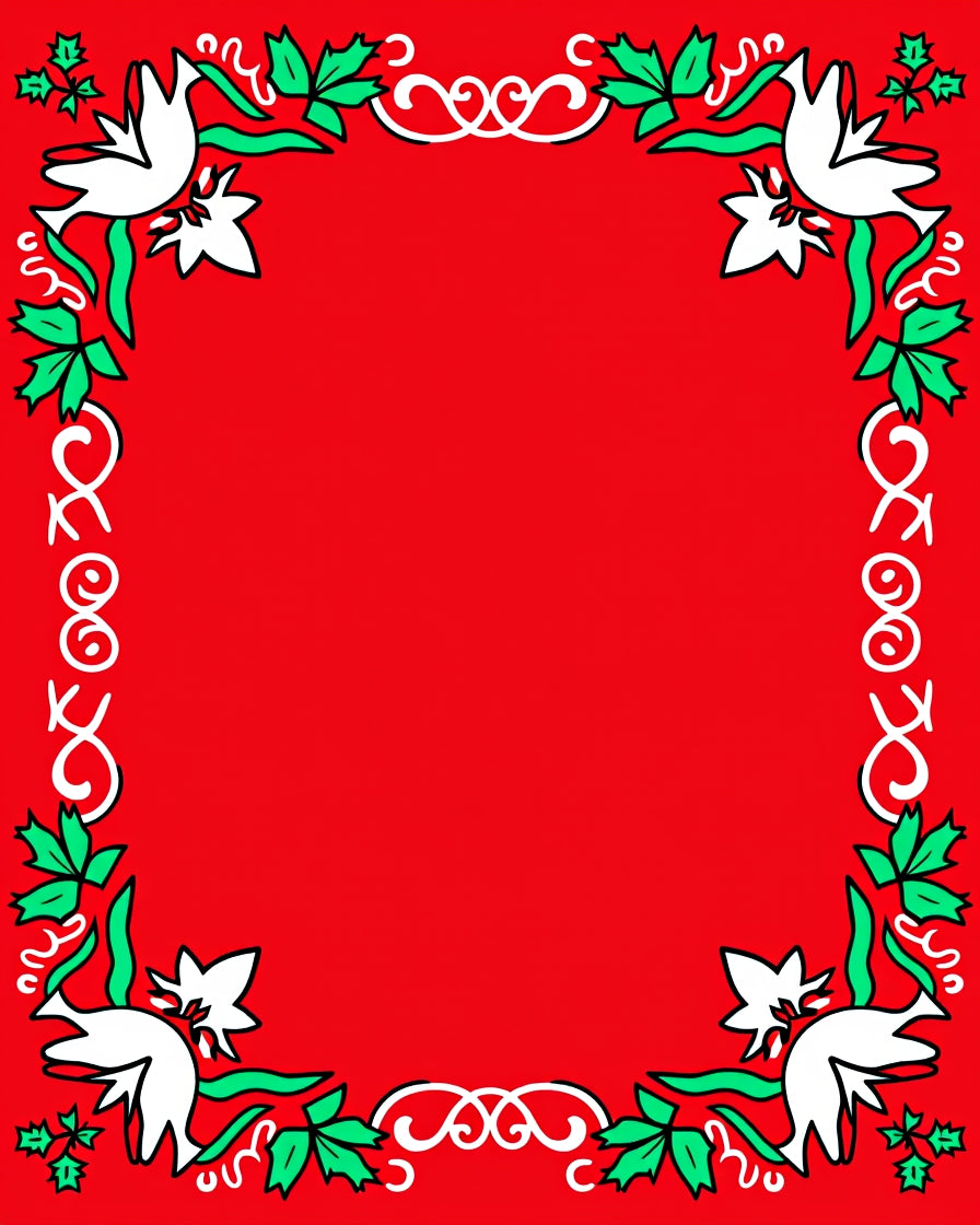 Red White Dove Holly Garland Ornament Rug