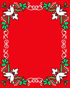 Red White Dove Holly Garland Ornament Rug