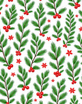 Christmas Holly Berry Pine Branch Rug