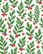Christmas Holly Berry Pine Branch Rug