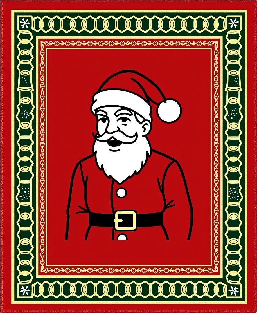 Classic Santa Claus Red Border Rug